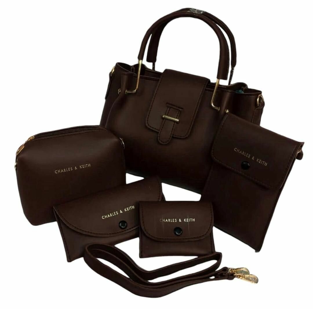 Girls leather plain hand Bag set 5 pcs