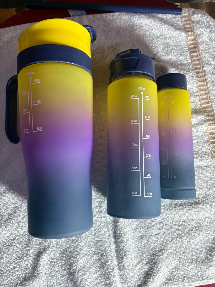 Ensemble de 3 bouteilles d'eau sport dégradé