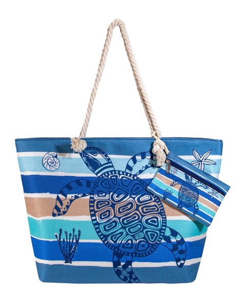 Sac cabas bleu motif tortue