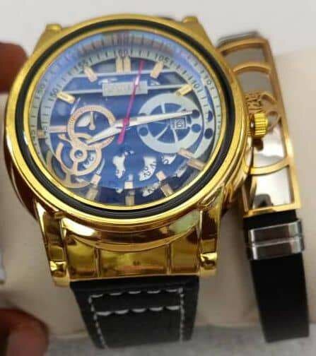 Montre Squelette Dorée Homme