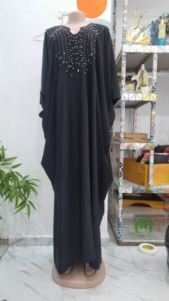 Abaya élégante strass noir