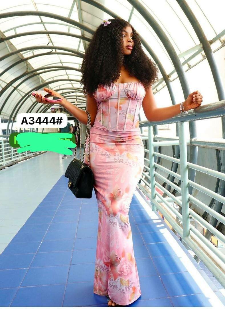 Robe Longue Roses Étroite Chic