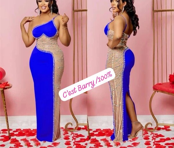 Robe soirée bleu glamour