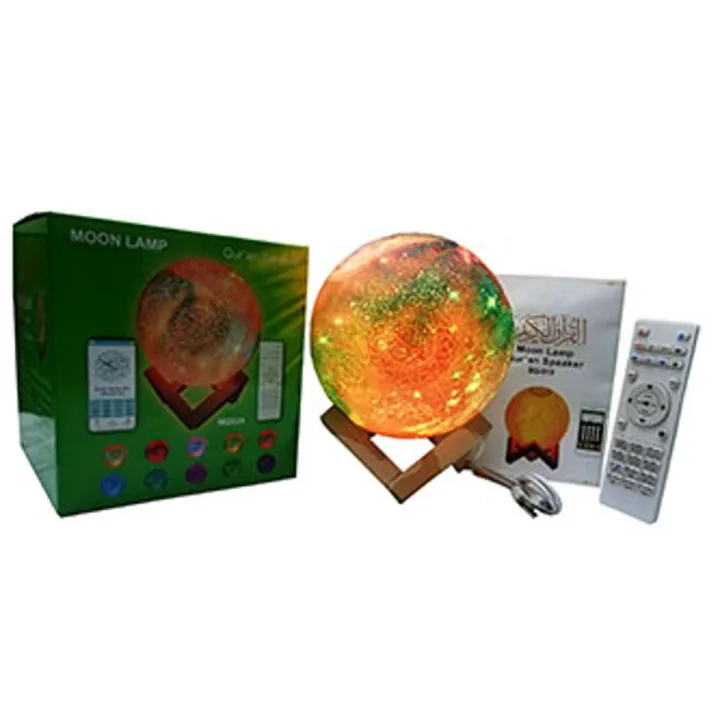 3D Galaxy Moon Lamp - Rechargeable Night Lamp RGB Colors with Wooden Stand, Remote & Touch Control