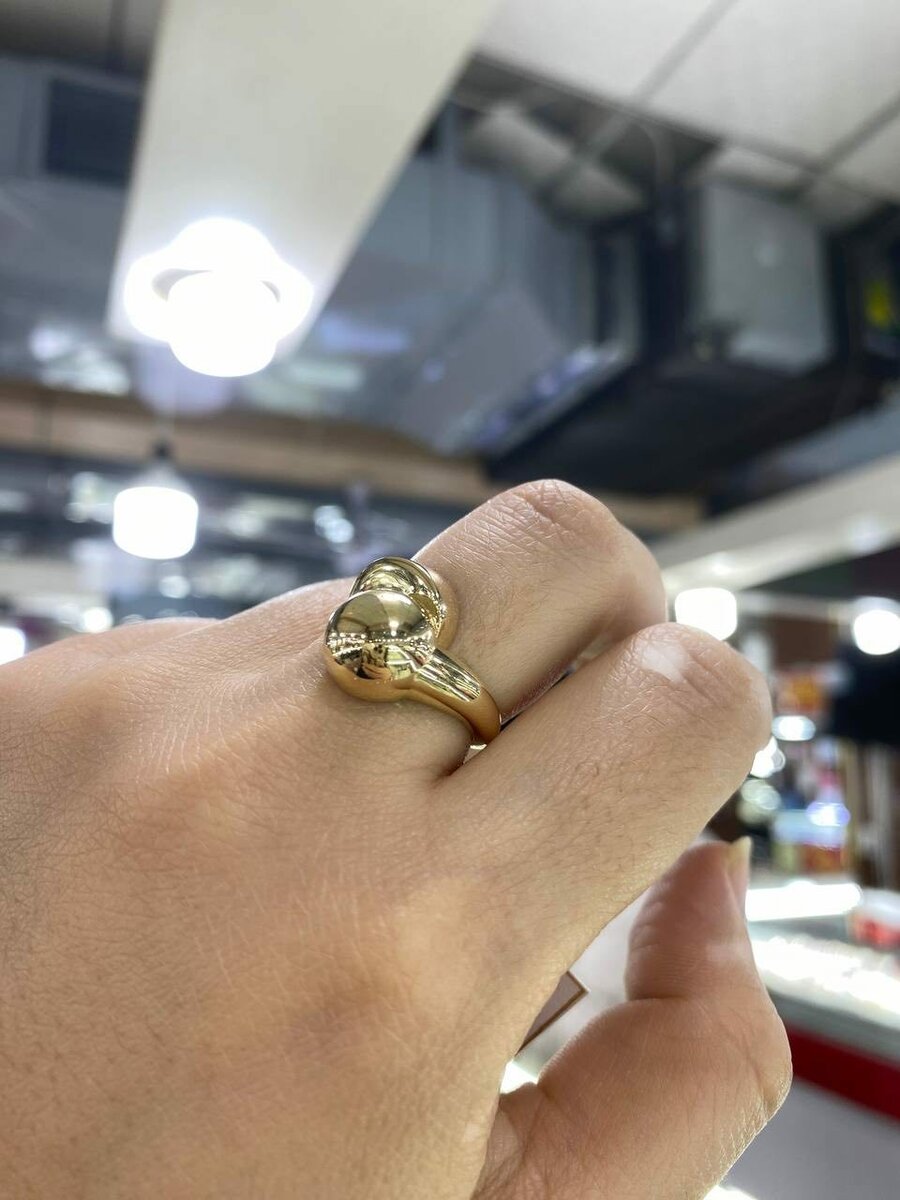 Кольцо шарик в жёлтом золоте