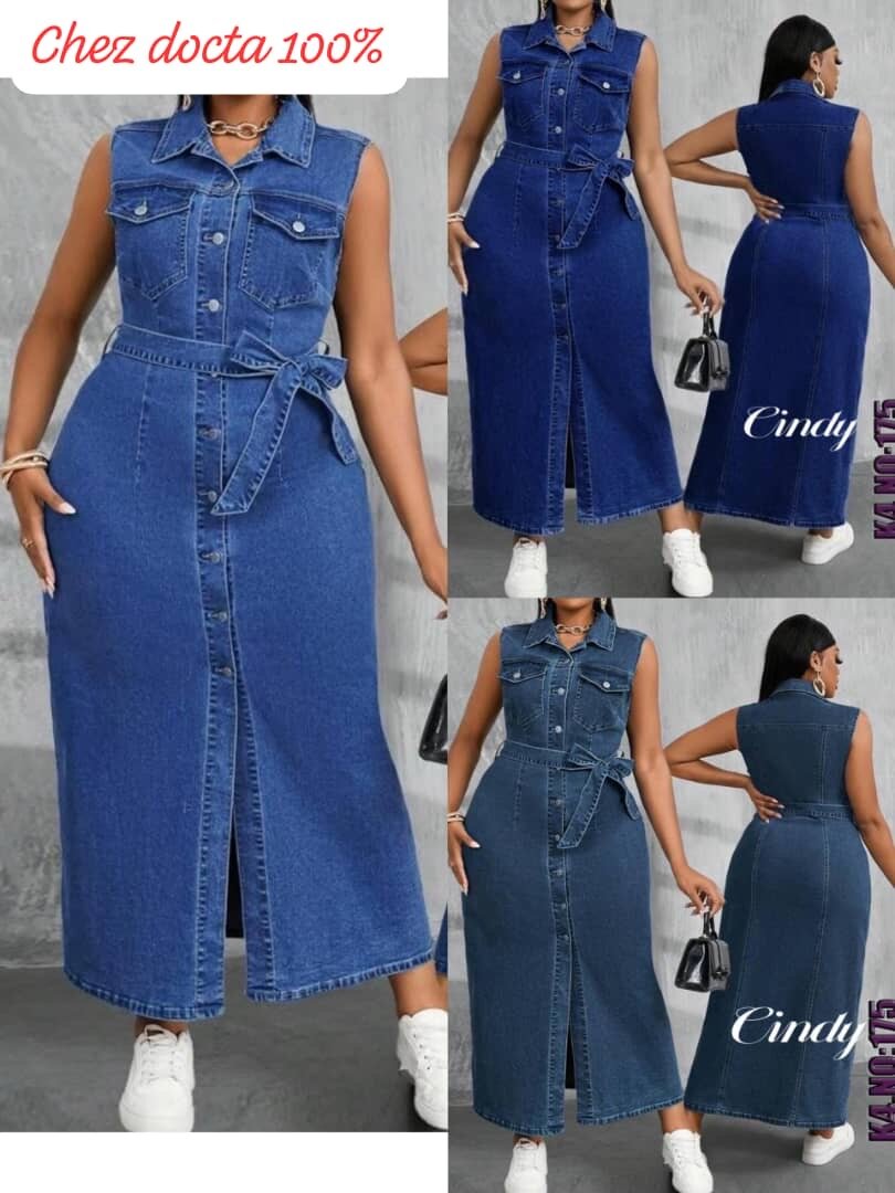 Robe longue en jean sans manches