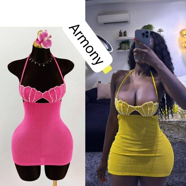 Robe perlée sexy femme