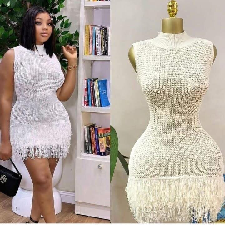 Robe tricotée blanche élégante
