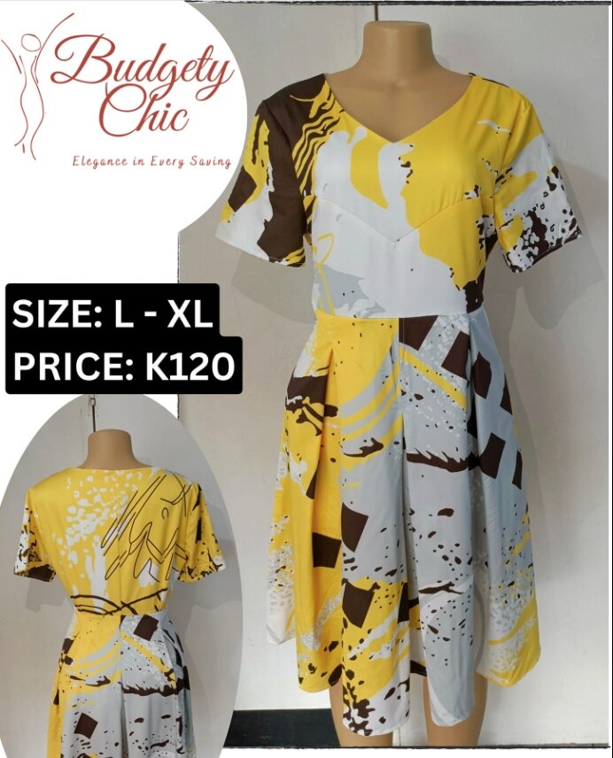 Chic women's dress color yellow size: l-xl