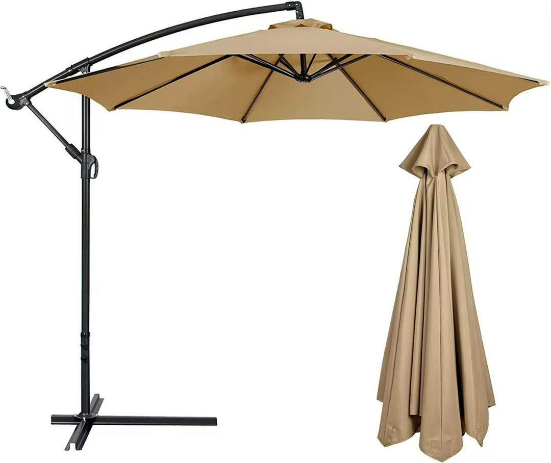 Parasol déporté jardin beige