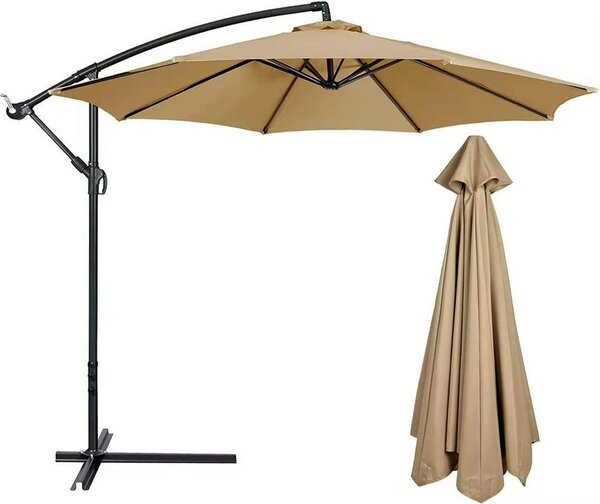Parasol déporté jardin beige
