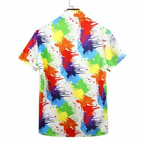 Berrykey Mens Vintage Graffiti Hawaiian Printed Short Sleeve