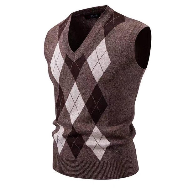 Pull sans manches motif argyle
