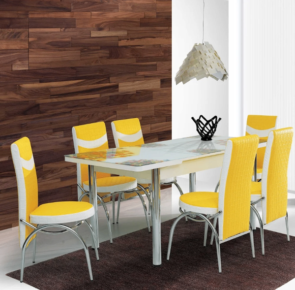 Ensemble de table et chaises en verre et métal