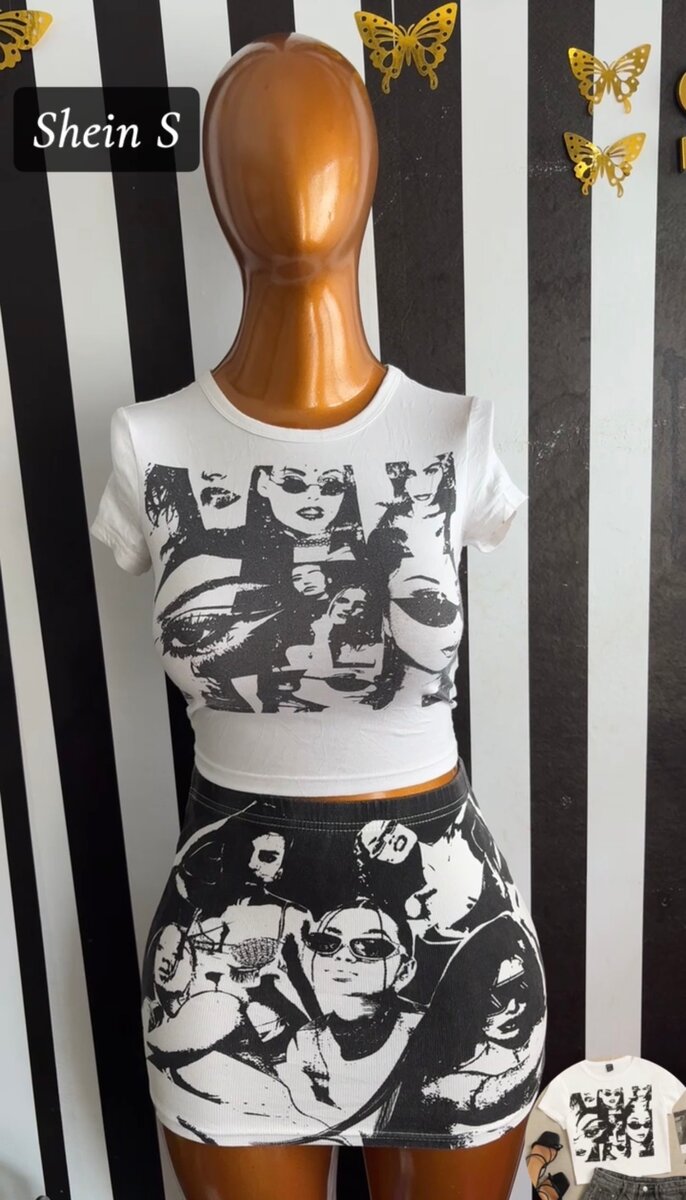 Ensemble crop top et jupe imprimé