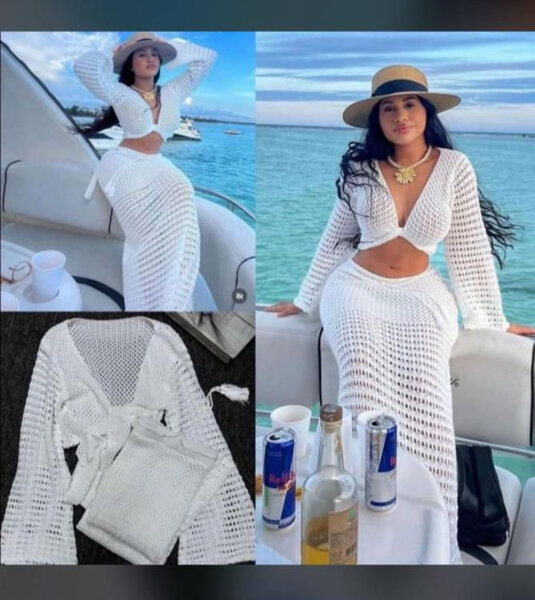 Robe de plage en crochet blanc