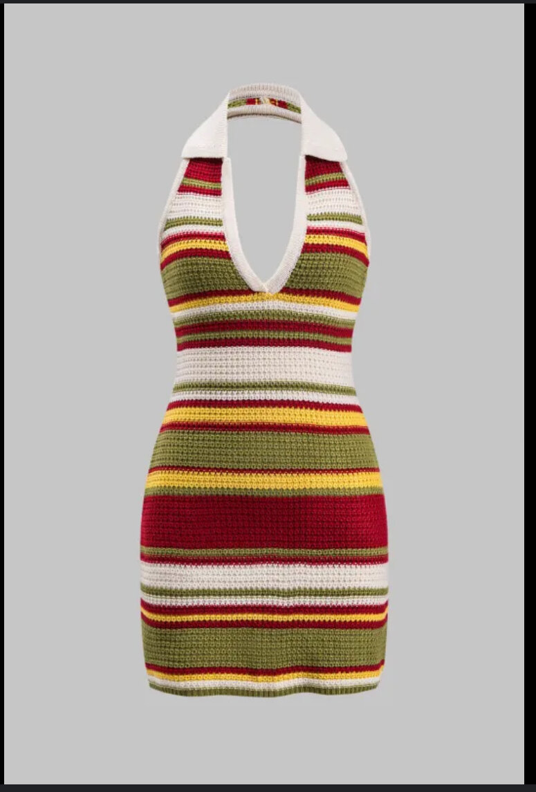 Striped Halter Mini Dress