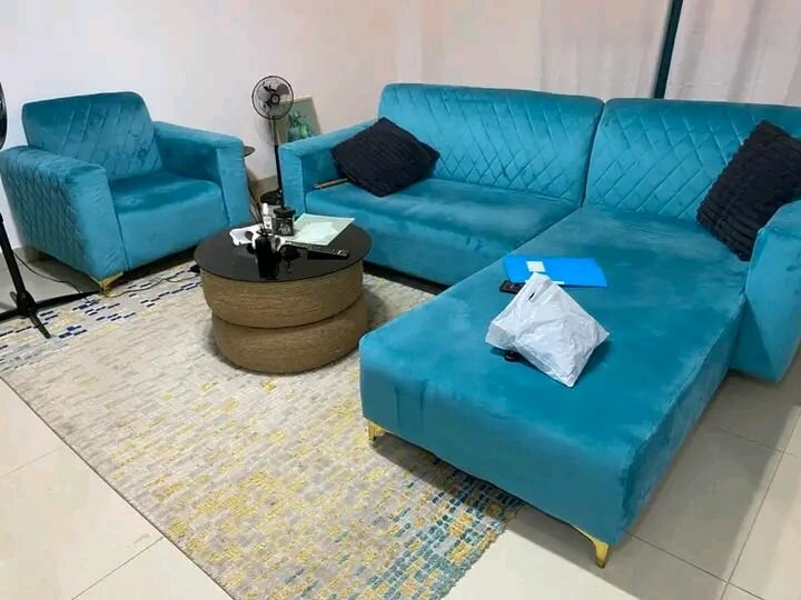 Canapé d'angle moderne turquoise