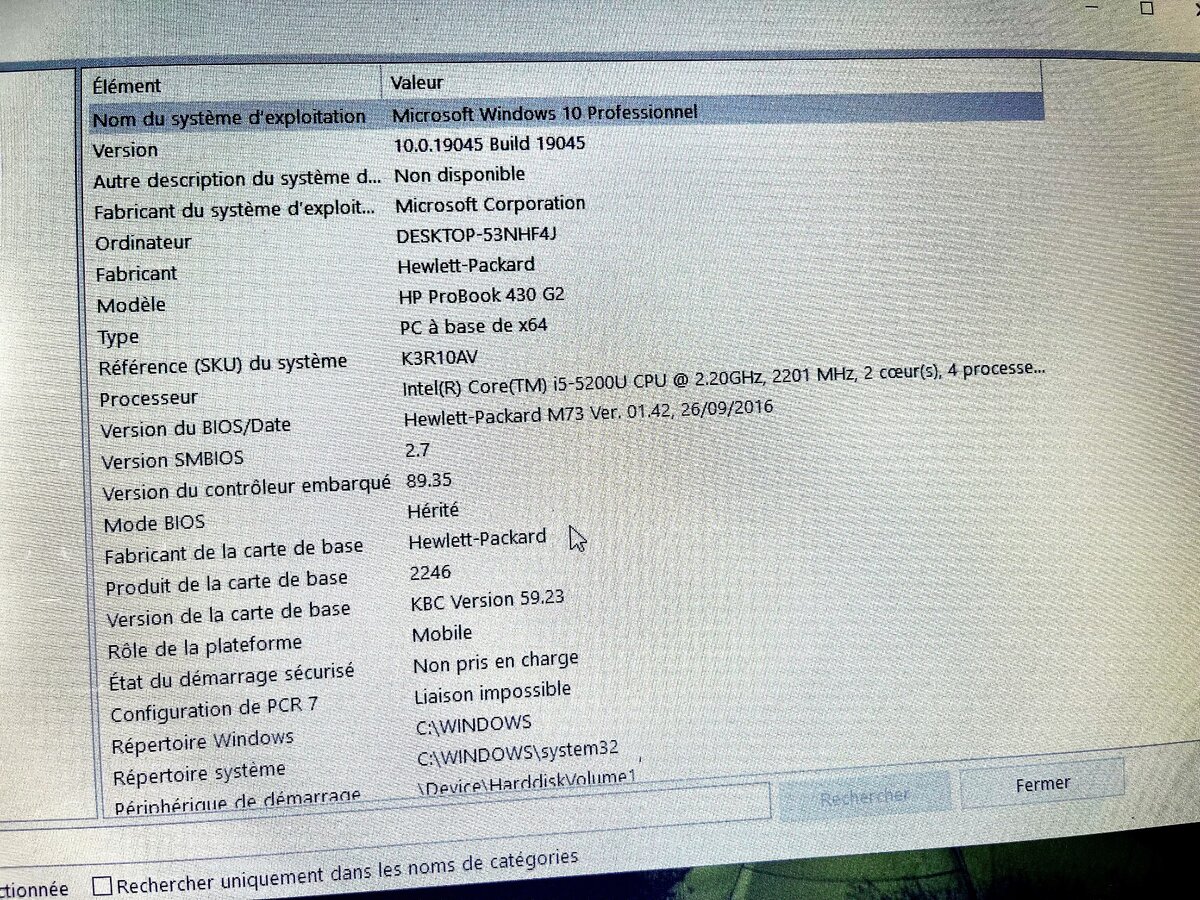 Hp ProBook, core i5, 8Go Ram, 500Go mémoire interne