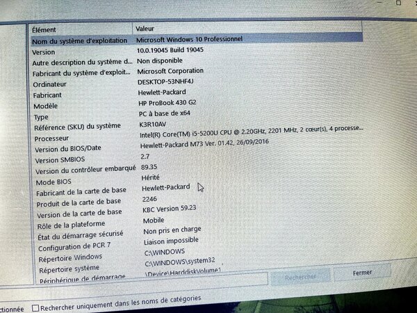 Hp ProBook, core i5, 8Go Ram, 500Go mémoire interne