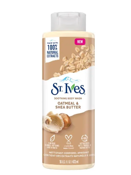 St. Ives Soothing Body Wash Moisturizing Cleanser Oatmeal & Shea Butter Made with Plant-Based Cleansers & 100% Natural 473 ml