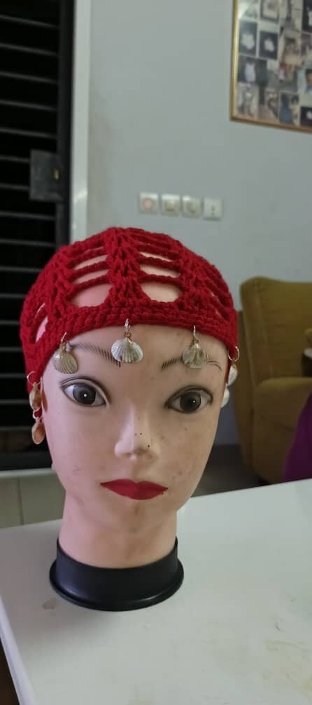 Bonnet crochet ethnique perlé