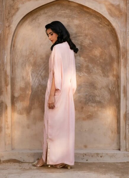 1 PC Powder pink Silk Kaftaan