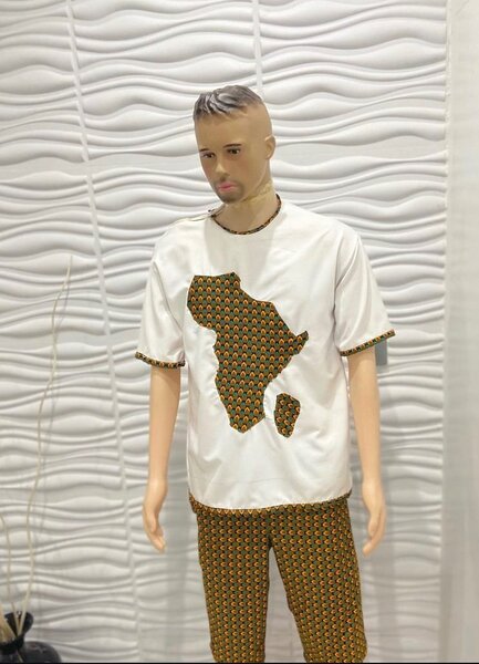 Men African Print Blend With An African Map Design 2 pieces