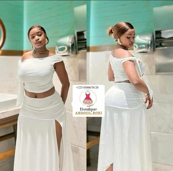 Robe élégante fendue blanc