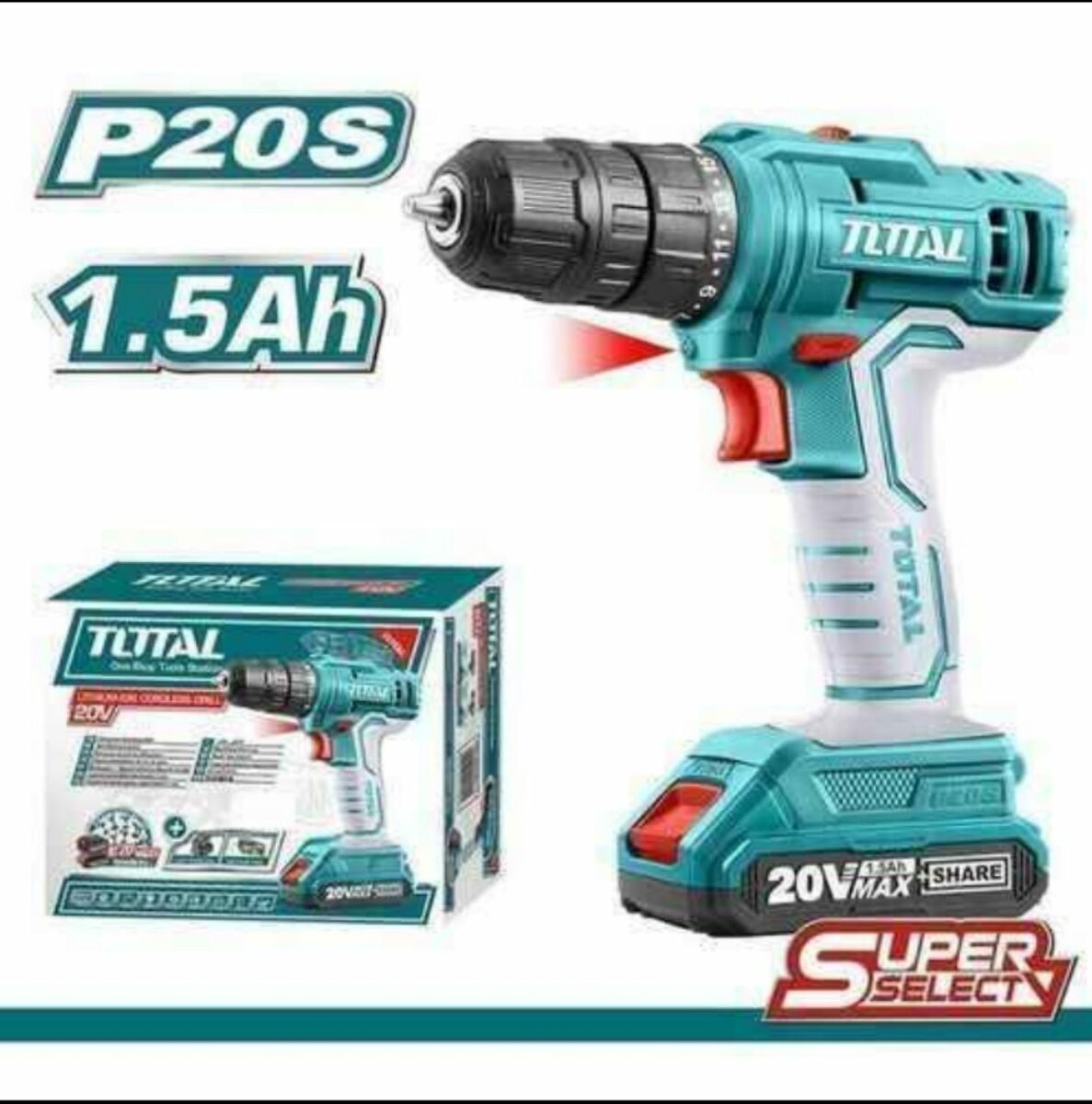 PERCEUSE VISSEUSE TOTAL ORIGINAL 20 V AVEC 2 BATTERIES 20 V