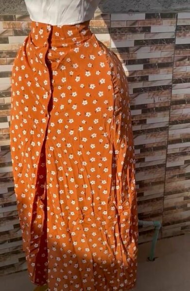 Jupe longue florale orange