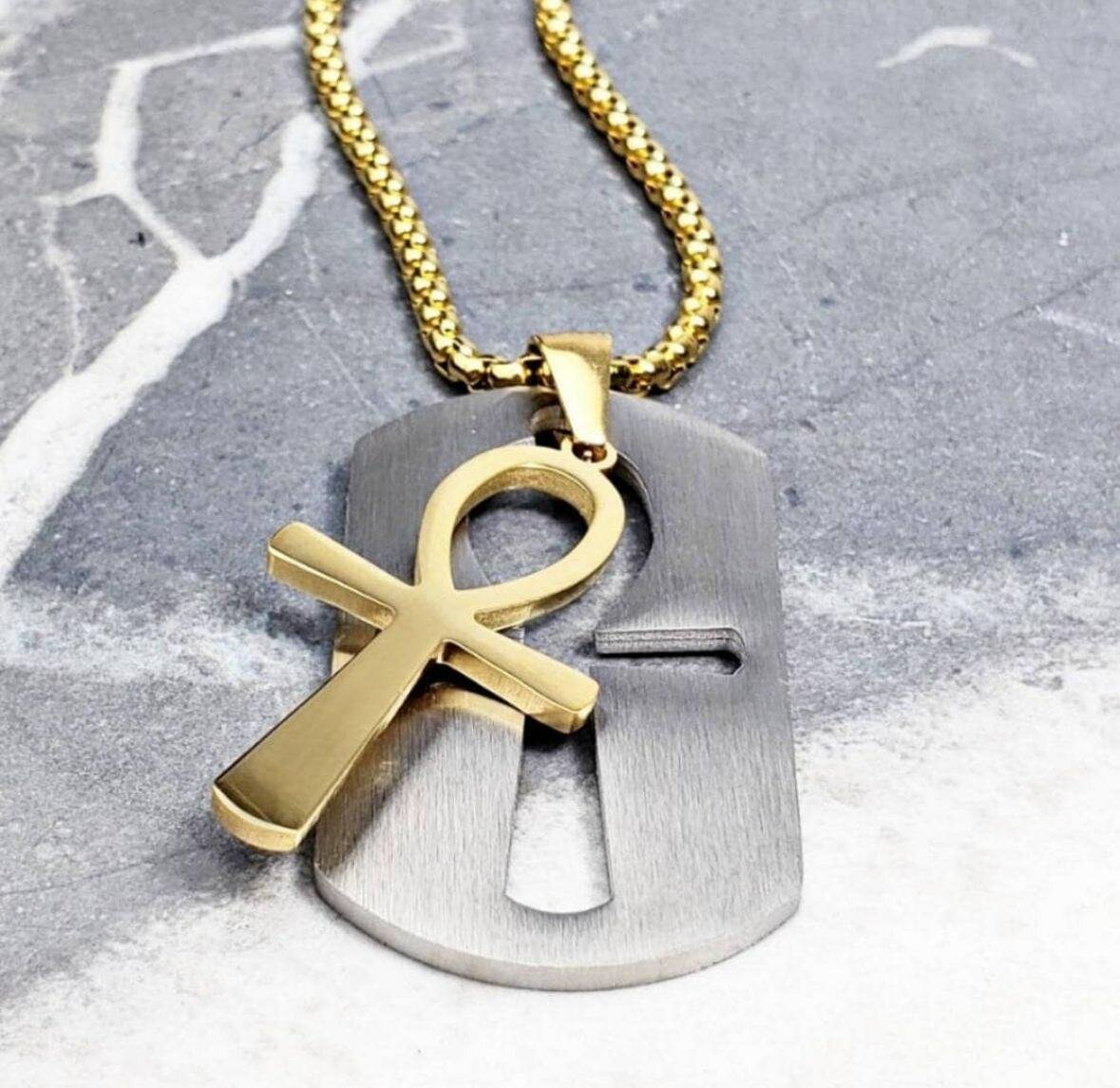 Collier pendentif Ankh doré
