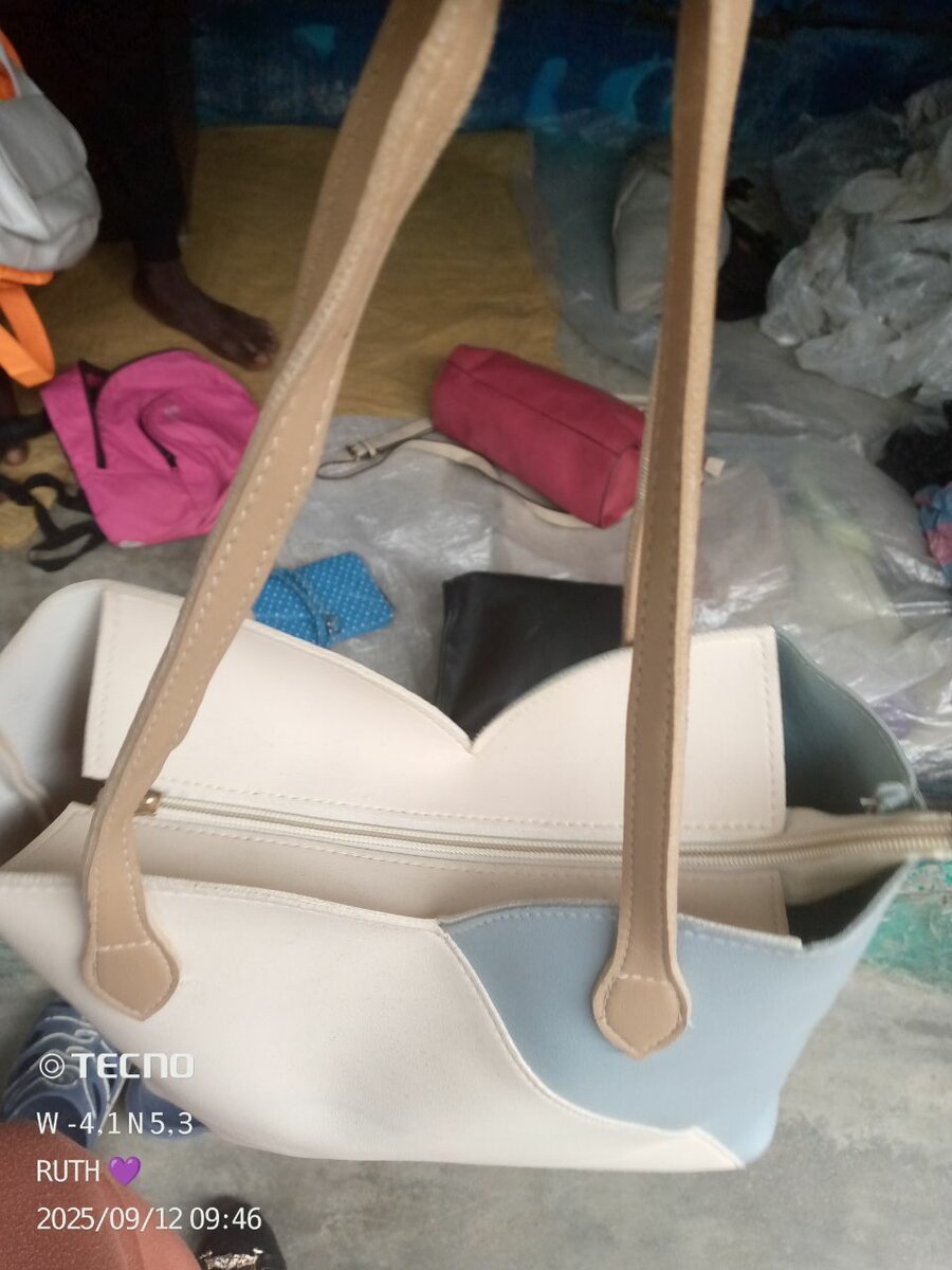 Sac à main en cuir bicolore