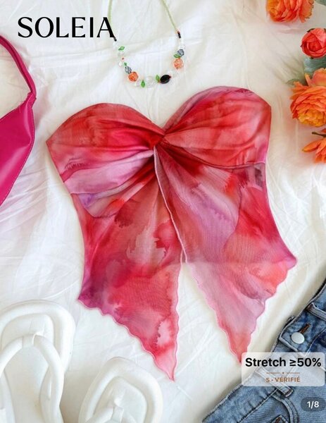 Top tube en soie rouge