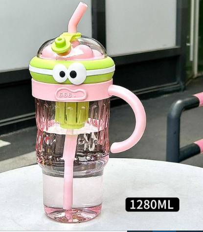 Large Capacity Drinking Straw Cup with Handle and Fruit/Tea Infuser