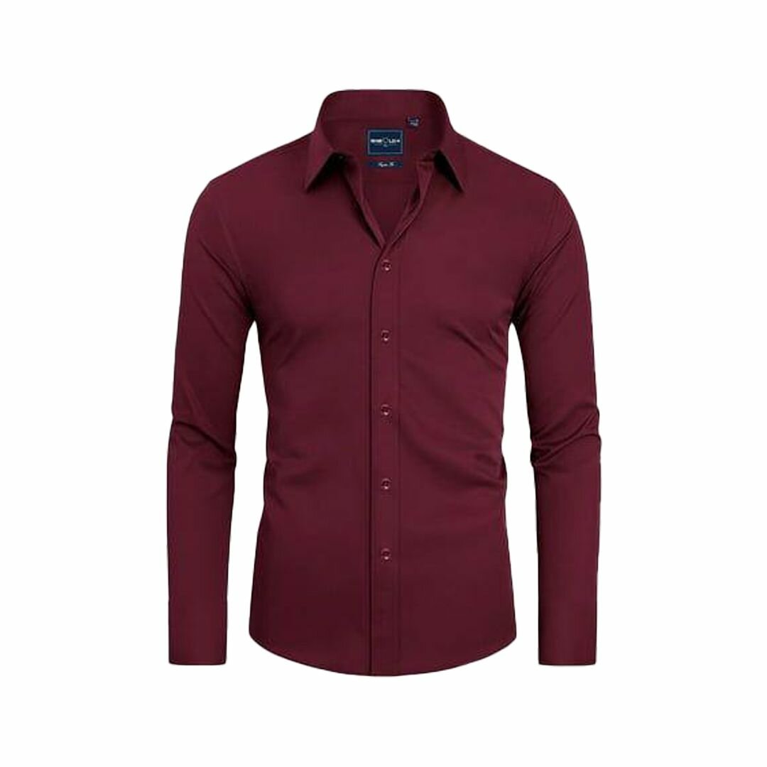 Chemise homme manches longues couleur rouge bordeaux