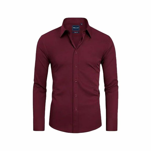 Chemise homme manches longues couleur rouge bordeaux