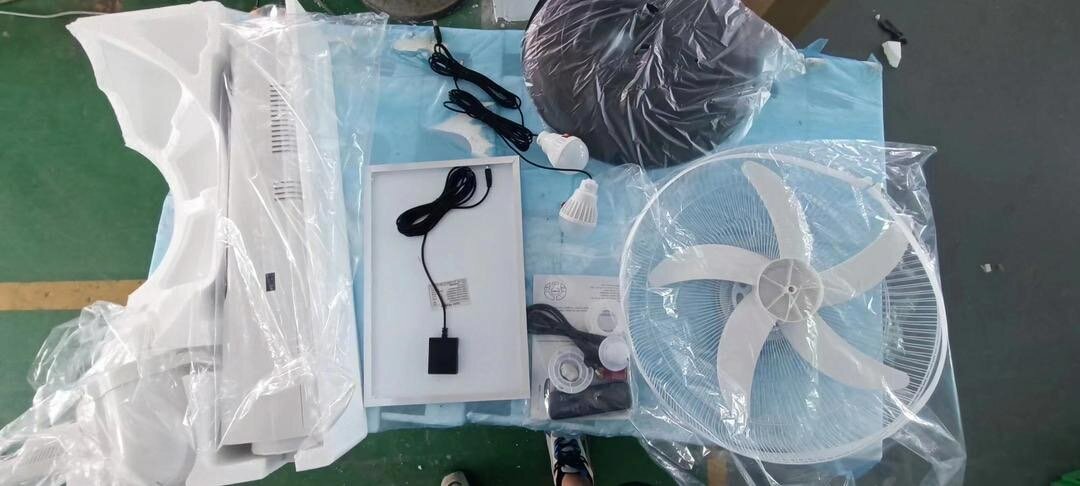 REACHARGEABLE SOLAR AND ELECTRICITY FAN 16INCHES