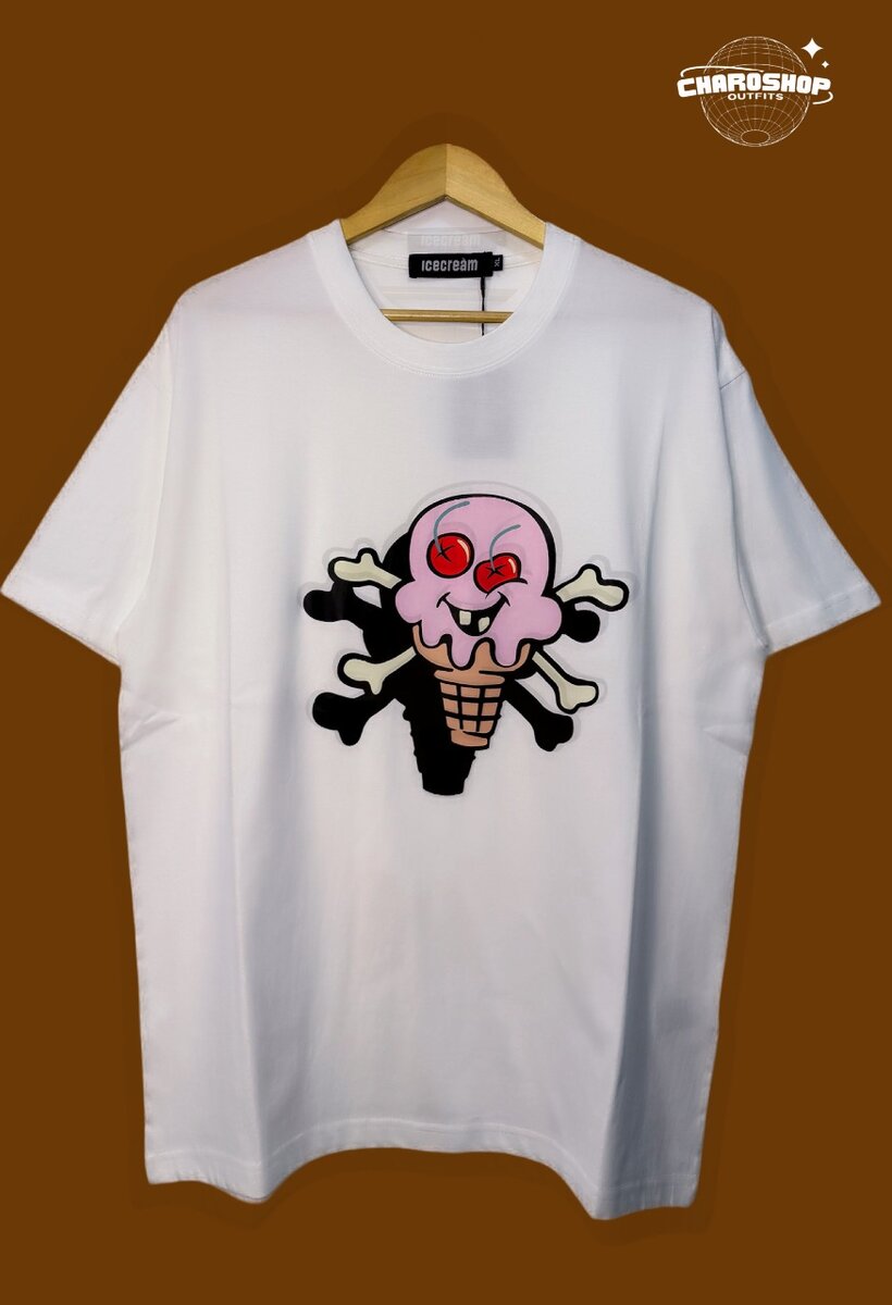 T-shirt blanc motif glace tendance