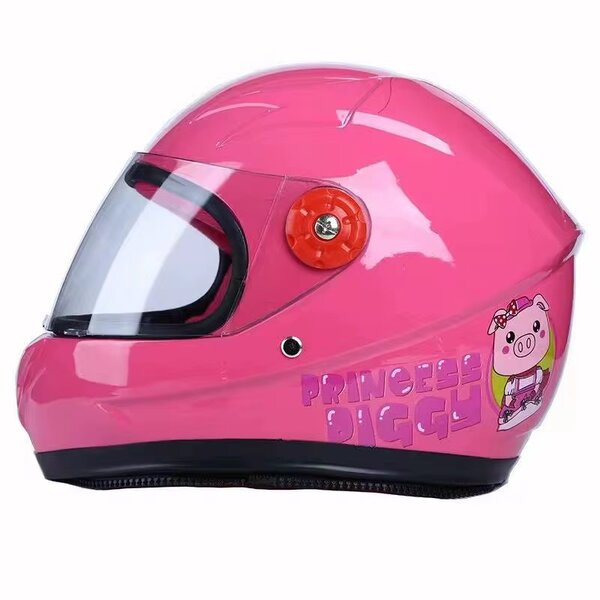 Casque moto rose enfant