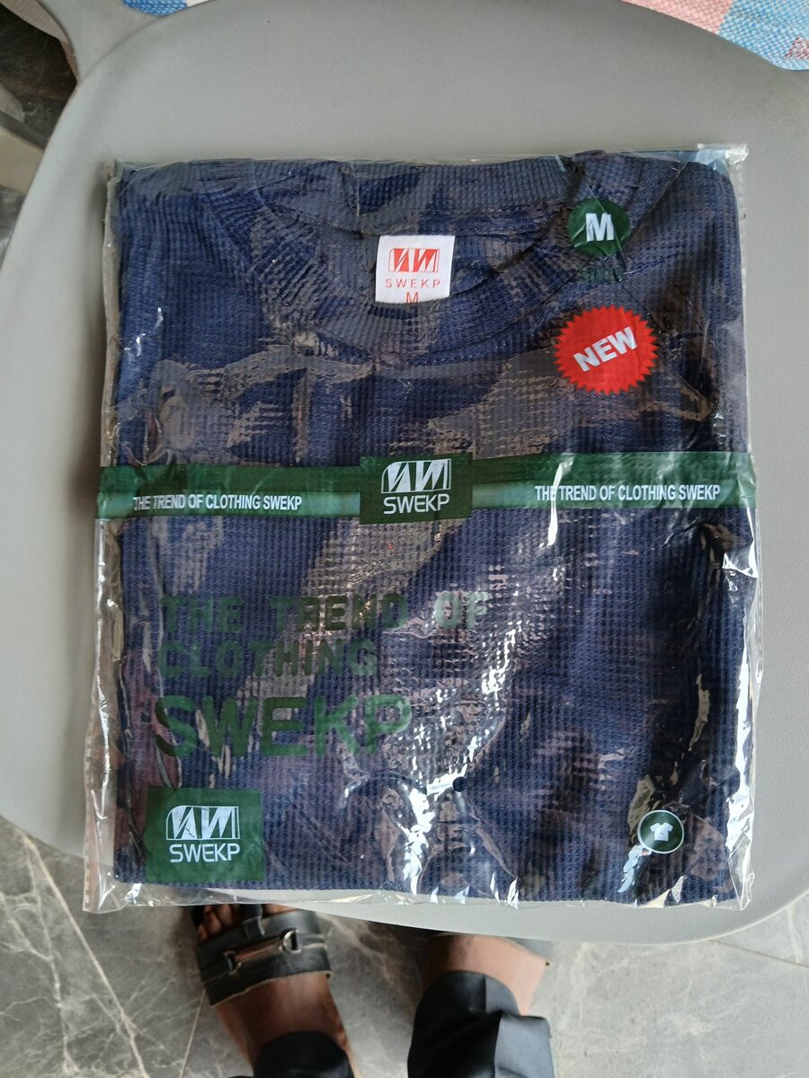 Waffle tshirt Blue-black