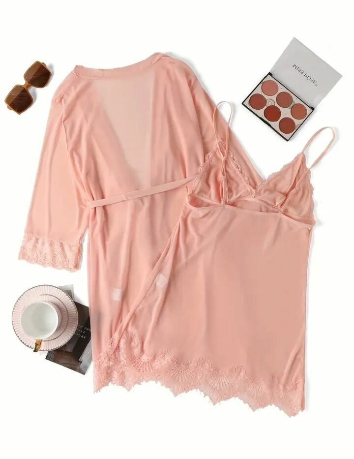 Ensemble peignoir rose