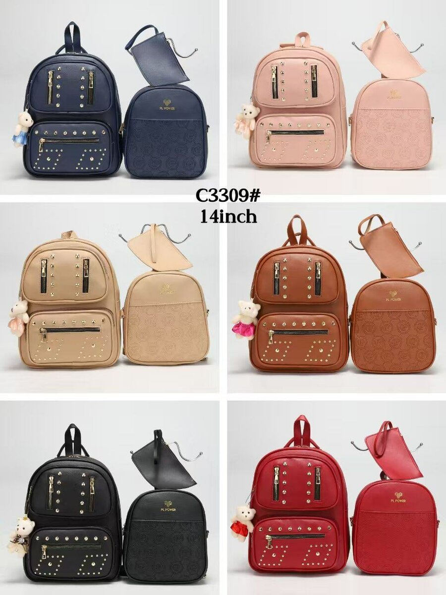 Ladies leather jungle bag with teddy bear