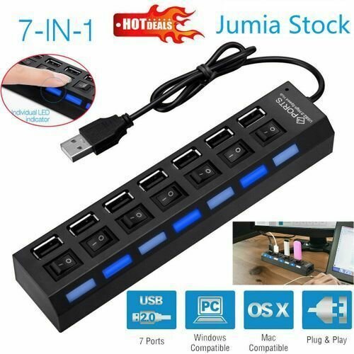 Hub USB 7 Ports LED