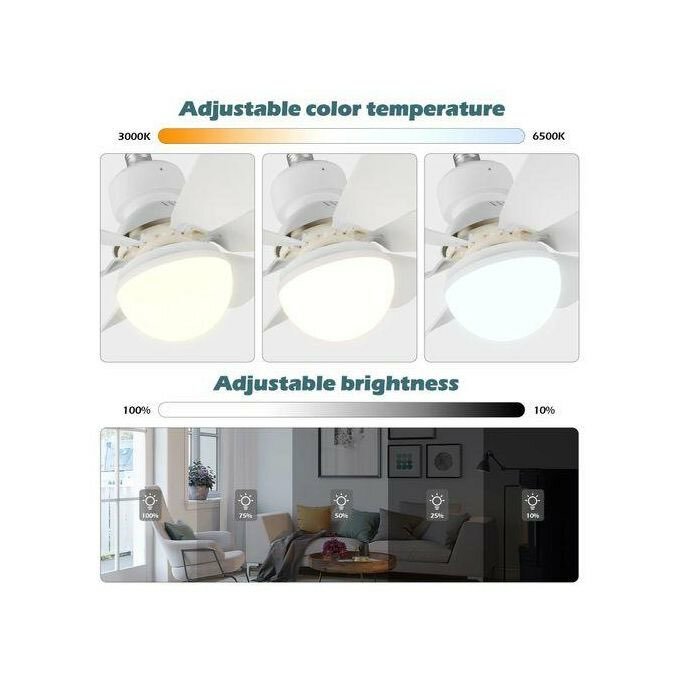 Ventilateur de Plafond avec Lumière LED - Rafraîchissez et I