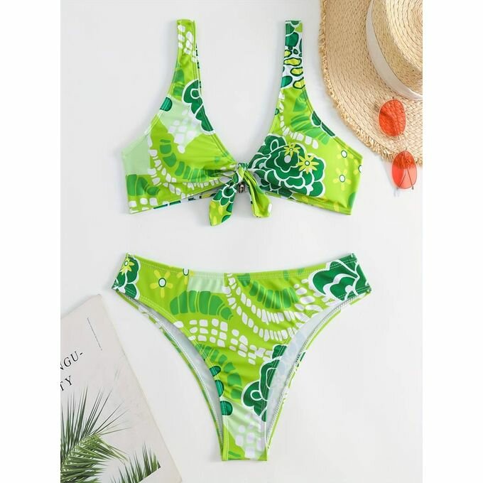 Ensemble De 2 Pièces Extensible À Nœud À Imprimé Floral Bikini