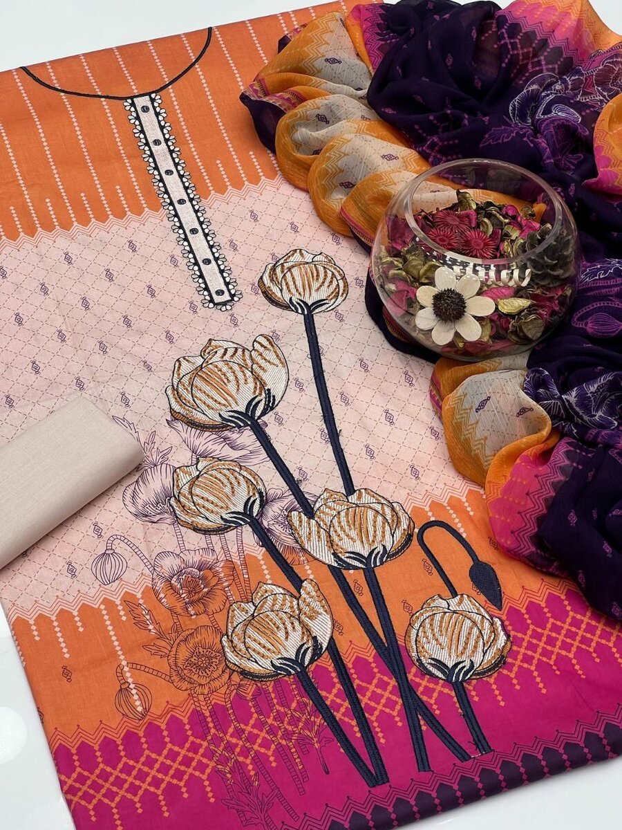 Pure lawn digital print 3 pc Dc free