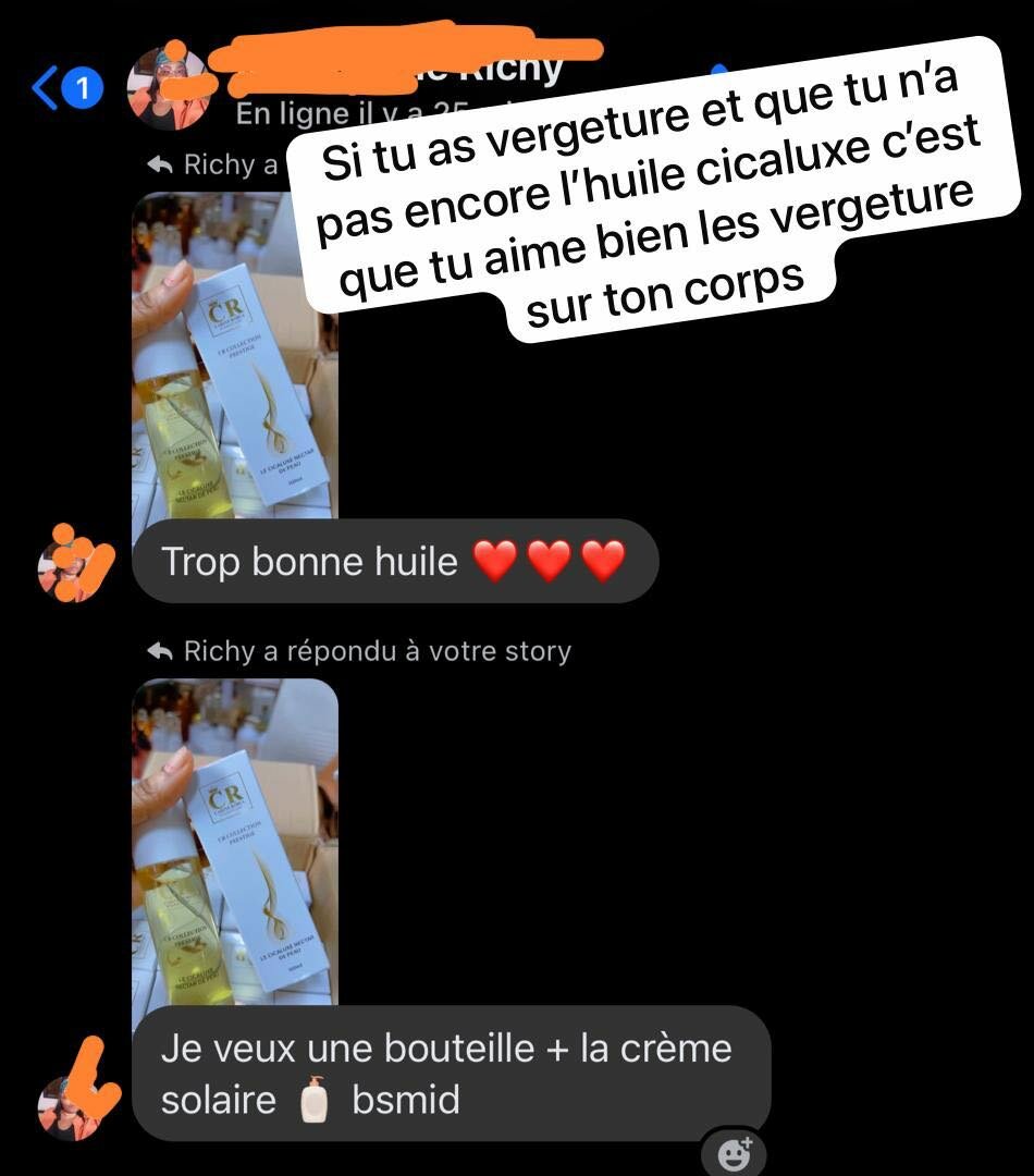 Huile Cicaluxe vergetures
