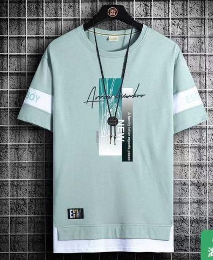 2 Pieces GreenBlack Men's Tshirt M5XL Large Size Shirt Cloth