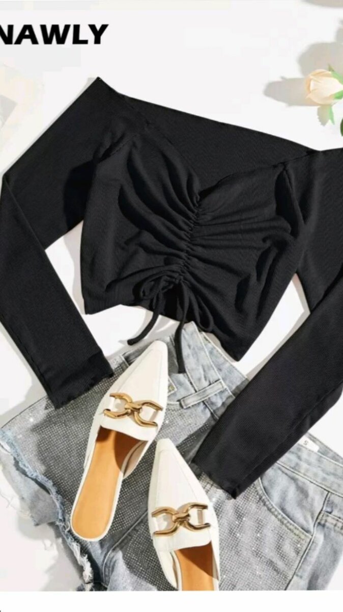 Top Court Noir Manches Longues